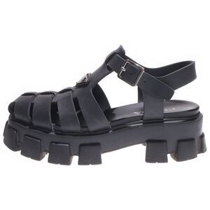 Prada Monolith Round Toe Sandals Monolith Triangle Logo Rubber Sandals Shoes